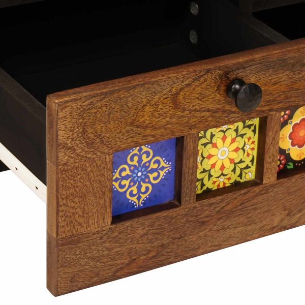 ТВ шкаф с рафт Орех 100 x 33,5 x 46 см Солидно мангово дърво