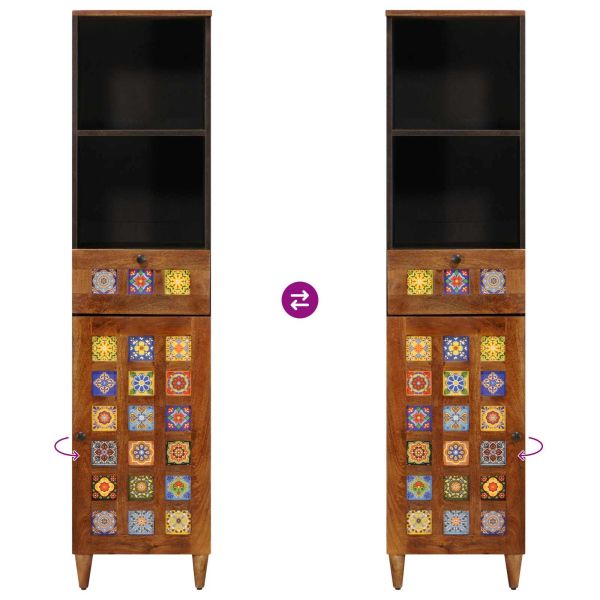 Шкаф за баня с чекмедже с рафт с врата Орех 38 x 33,5 x 160 см