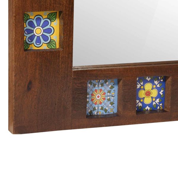 Огледало за баня Орех 50 x 70 x 3 см Солидно мангово дърво