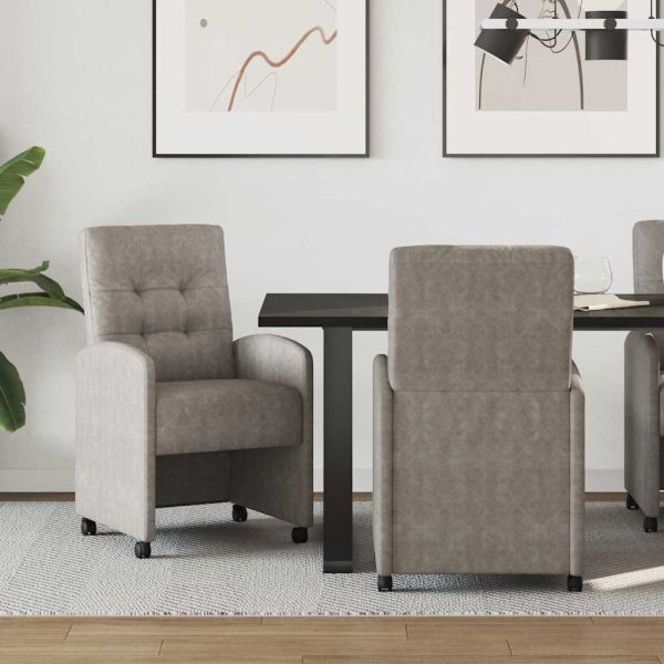 Столове с Колела с колела 2 pcs Сив 57 x 67 x 98 см Изкуствена