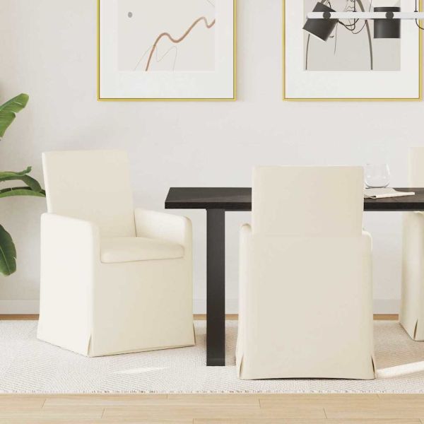 Обедени столове с колела 2 pcs Бежово 57 x 67 x 95 см Лен