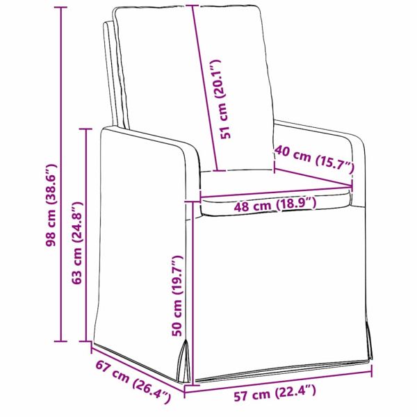 Обедени столове 2 pcs Тъмнокафяв 57 x 67 x 98 см текстил