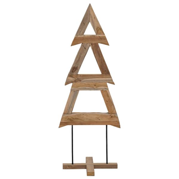 Коледно дърво с поставка Кафяво 90 cm Тиково дърво масив