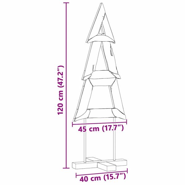 Коледно дърво с поставка Кафяво 120 cm Тиково дърво масив