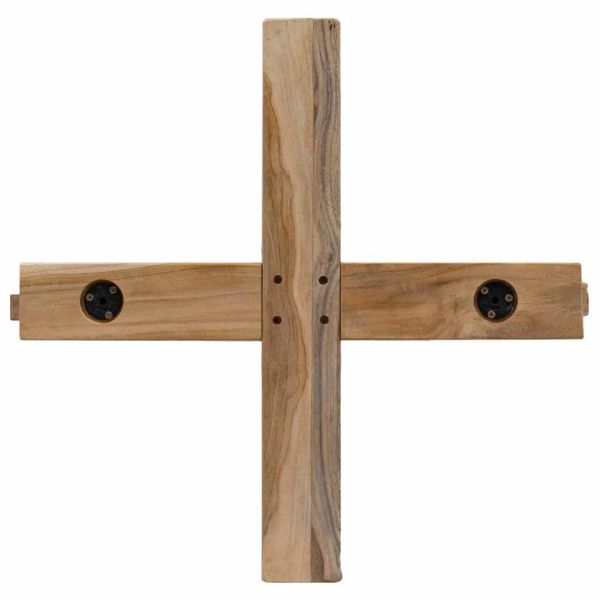 Коледно дърво с поставка Кафяво 150 cm Тиково дърво масив