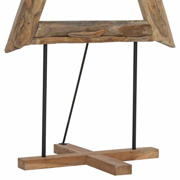 Коледно дърво с поставка Кафяво 180 cm Тиково дърво масив