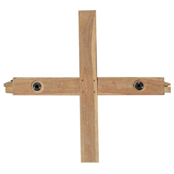 Коледно дърво с поставка Кафяво 180 cm Тиково дърво масив