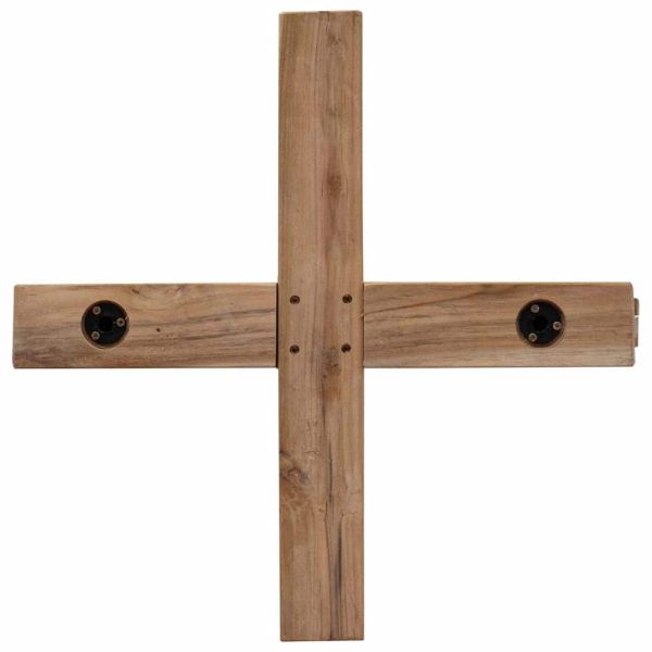 Коледно дърво с поставка Кафяво 150 cm Тиково дърво масив