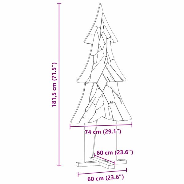 Коледно дърво с поставка Кафяво 180 cm Тиково дърво масив