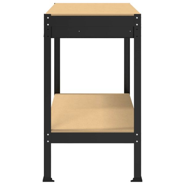 Работни пейки с чекмедже Черно 114 x 54 x 91 см Инженерно дърво