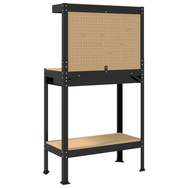 Работни пейки с чекмедже Черно 81 x 41 x 145 см Инженерно дърво