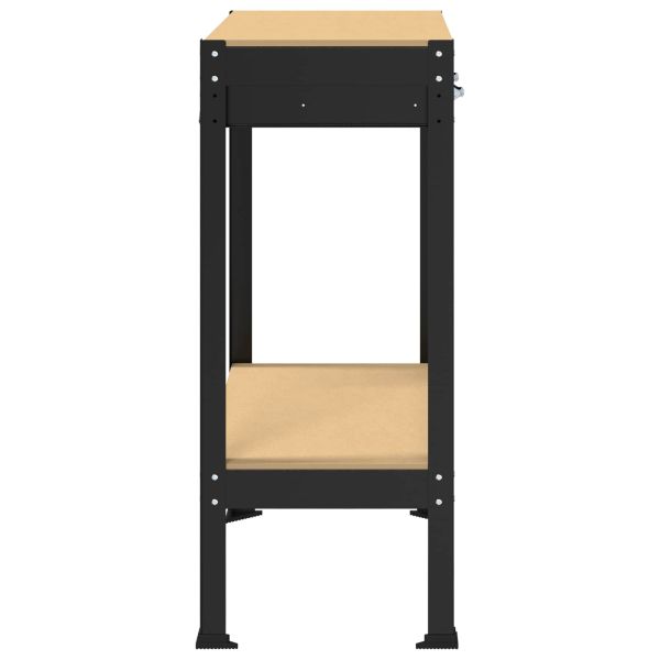 Работни пейки с чекмедже Черно 81 x 41 x 145 см Инженерно дърво