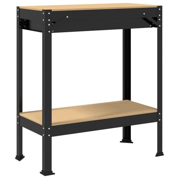 Работни пейки с чекмедже Черно 81 x 41 x 145 см Инженерно дърво