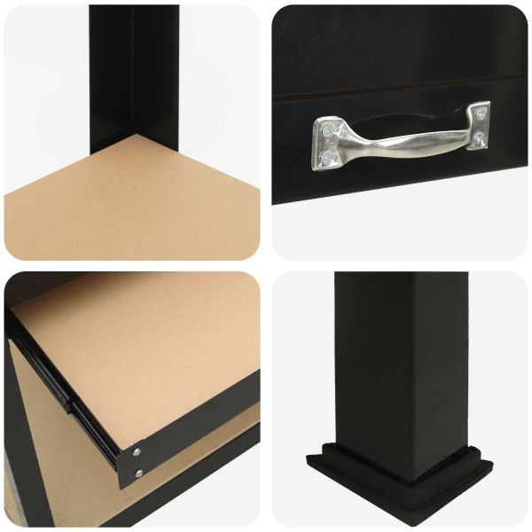 Работни пейки с чекмедже Черно 81 x 41 x 145 см Инженерно дърво