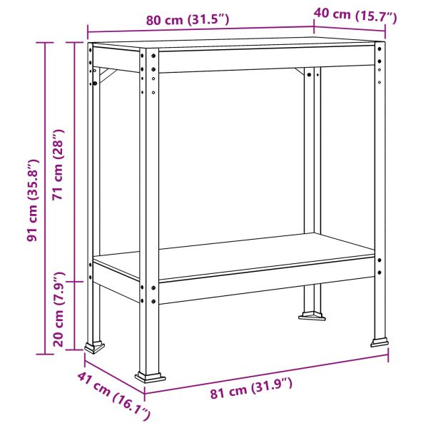 Работни пейки с рафт Черно 81 x 41 x 145 см Инженерно дърво