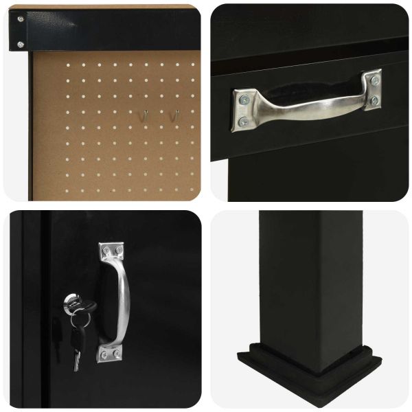 Работни пейки с чекмедже Черно 81 x 41 x 145 см Инженерно дърво