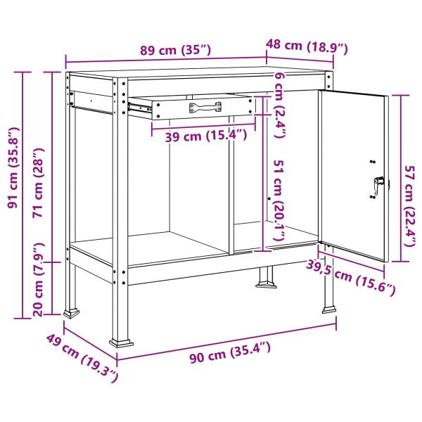 Работни пейки с чекмедже Черно 81 x 41 x 145 см Инженерно дърво
