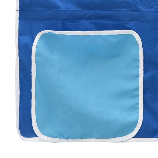 Детско легло на етажи с завеси Черен и син 74,5 x 190 см