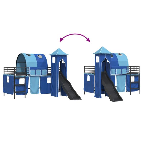 Легло на двуетажно легло за деца Черен и син 90 x 200 cm Метал