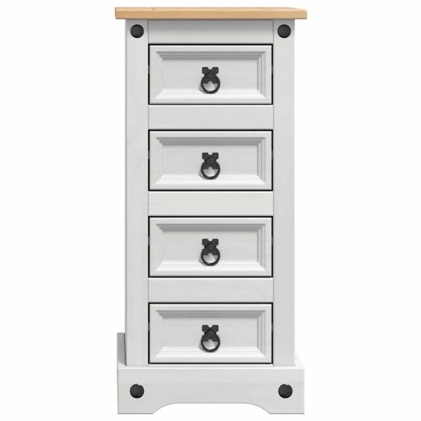 Нощно шкафче Бяло 35 x 32,5 x 74 см Солидно борово дърво