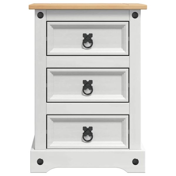Нощно шкафче Бяло 45 x 35 x 64 см Солидно борово дърво