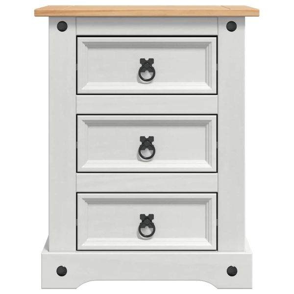 Нощно шкафче Бяло 53 x 39 x 66 см Солидно борово дърво