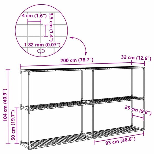 3-етажна стойка за растения Черно 200 x 32 x 104 см Стомана