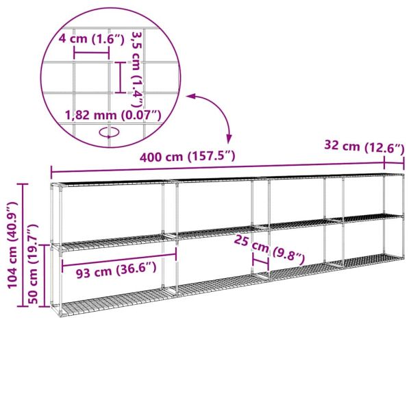 3-етажна стойка за растения Черно 400 x 32 x 104 см Стомана