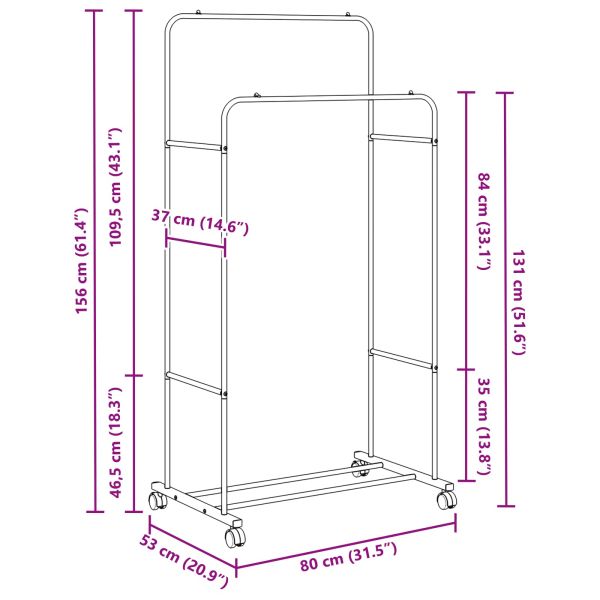 Държач за дрехи Едноцветен Черно