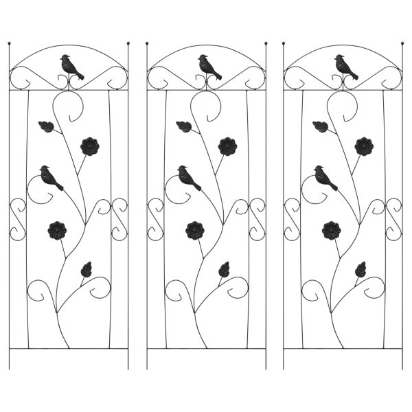 Градска ограда Решетка 3 pcs Черно 112 x 40 см Стомана