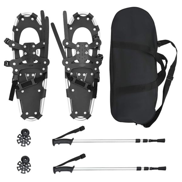 3 в 1 снегоходки с туристически пръчки Сребрист 25 инча