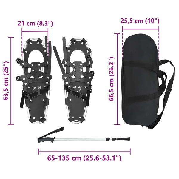 3 в 1 снегоходки с туристически пръчки Сребрист 25 инча