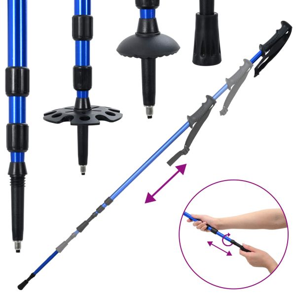 3 в 1 снегоходки с туристически пръчки Синьо 25 инча