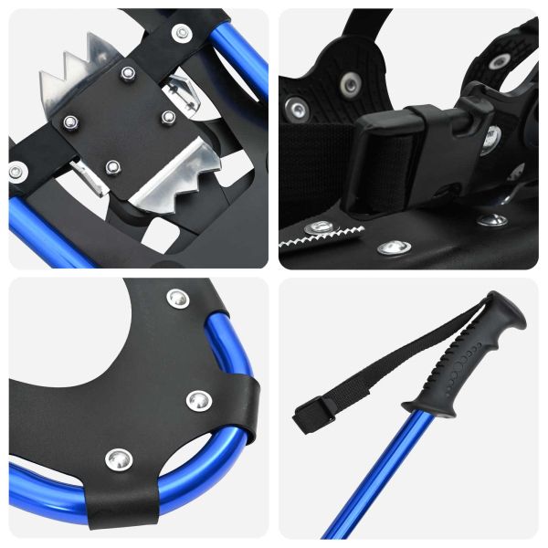 3 в 1 снегоходки с туристически пръчки Синьо 25 инча