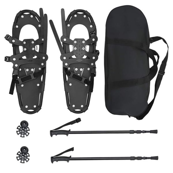 3 в 1 снегоходки с туристически пръчки Черно 25 инча