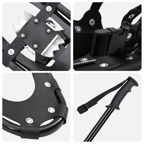 3 в 1 снегоходки с туристически пръчки Черно 25 инча