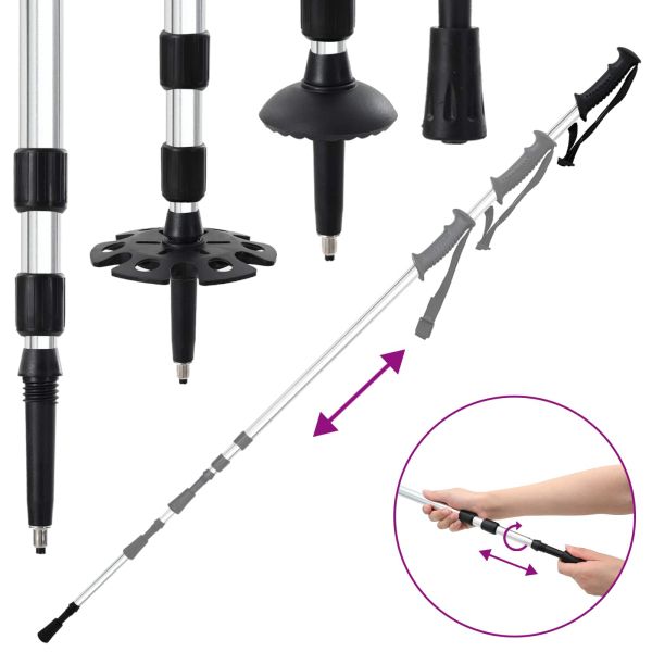 3 в 1 снегоходки с туристически пръчки Сребрист 30 инча