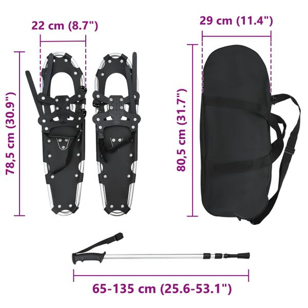 3 в 1 снегоходки с туристически пръчки Сребрист 30 инча