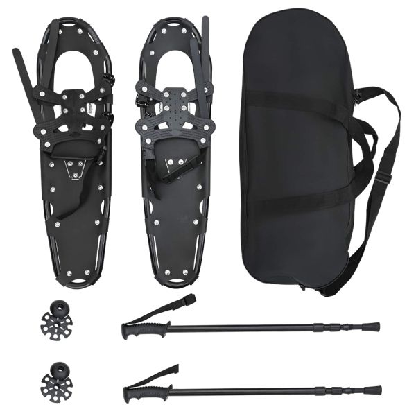 3 в 1 снегоходки с туристически пръчки Черно 30 инча