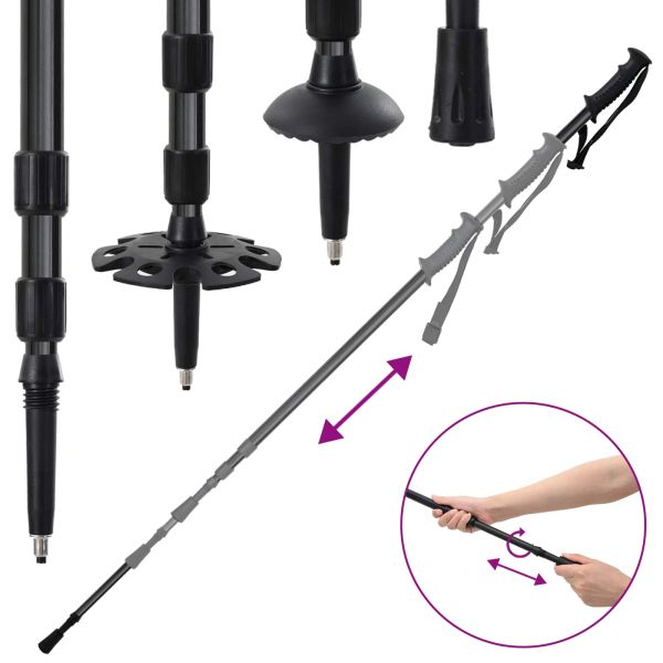 3 в 1 снегоходки с туристически пръчки Черно 30 инча