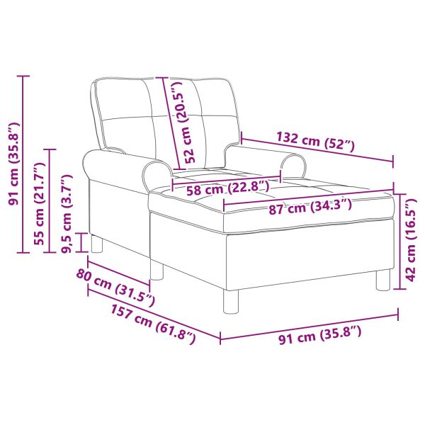 Шезлонг Лаунж с възглавница Кафяво 91 x 157 x 91 см Антично PU
