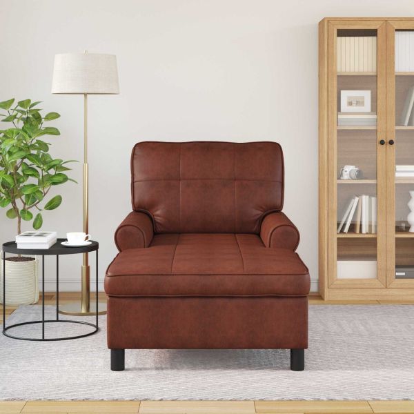 Шезлонг Лаунж Лъскаво кафяво 91 x 157 x 91 см Антично PU