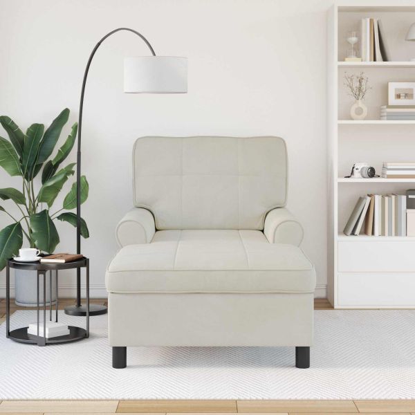 Шезлонг Лаунж с възглавница Крем 91 x 157 x 91 см Кадифе