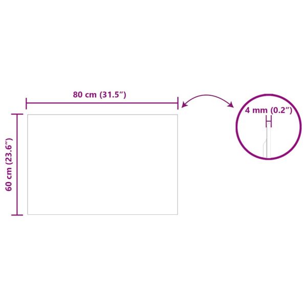 Стенни огледала Правоъгълна 80 x 60 cm закалено стъкло