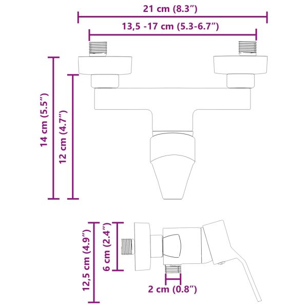 Смесител за душ Черно G 1 / 2 инча Месинг