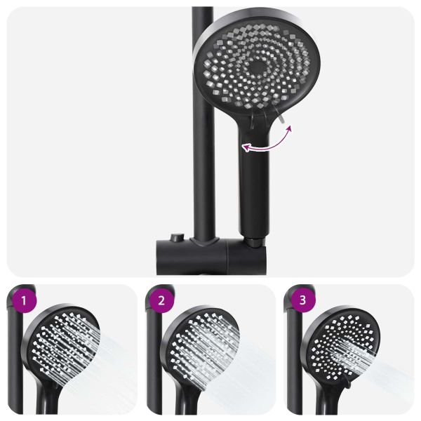 Душ система Черно 45 x 20 x 96 см Лят месинг, Sus201 и ABS