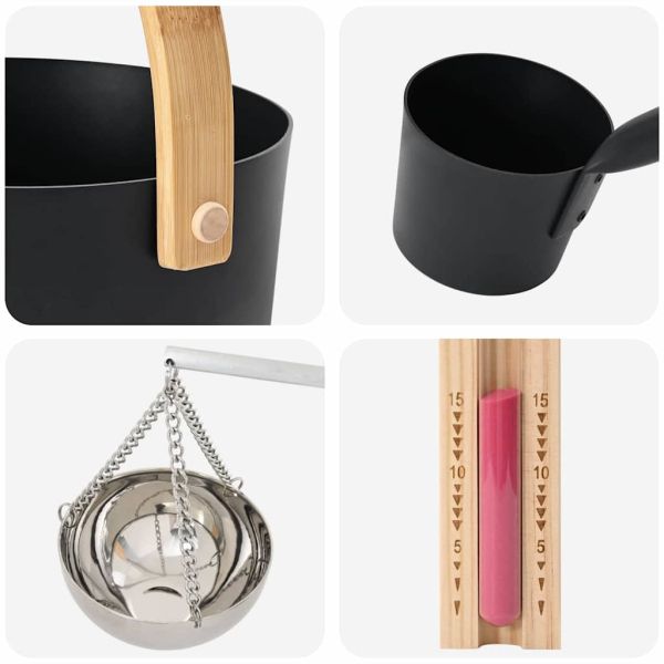 Комплект за сауна аксесоари 5 pcs Черно