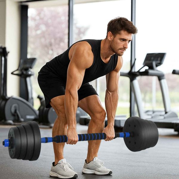 Комплект 2 в 1 дъмбел Черен и син 121 x 19,5 x 19,5 см