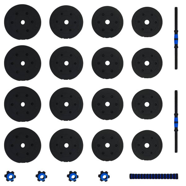Комплект 2 в 1 дъмбел Черен и син 121 x 19,5 x 19,5 см