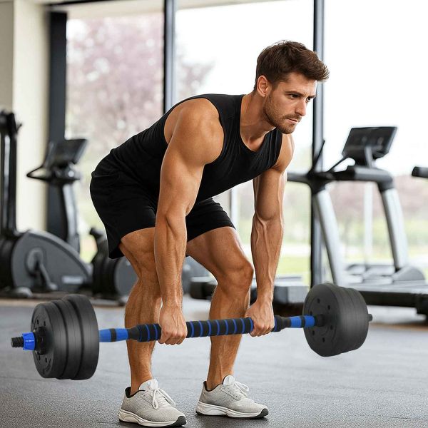 Комплект 4 в 1 дъмбел Черен и син 121 x 19,5 x 19,5 см